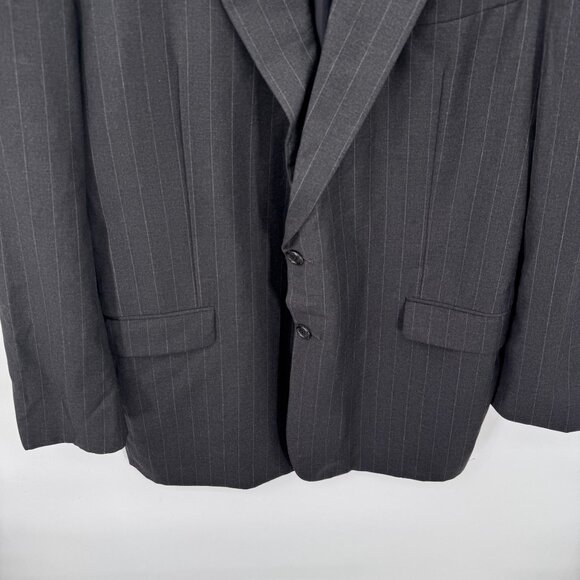 Hickey Freeman Boardroom Blazer Jacket Mens 48 Long Black Gray Pinstripe Wool - Picture 3 of 10